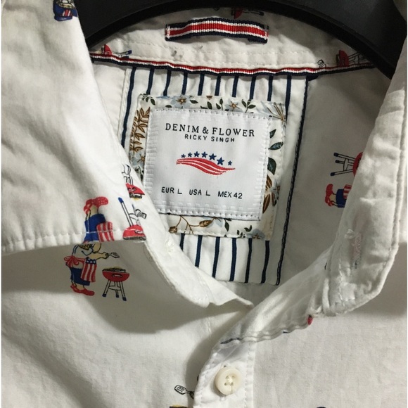 DENIM & FLOWER Mens patriotic Shirt. - Picture 12 of 13